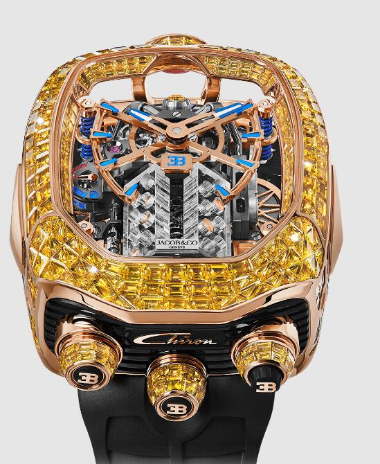 Jacob & Co BUGATTI CHIRON TOURBILLON BAGUETTE YELLOW SAPPHIRES BU800.40.AB.UA.A Replica watch